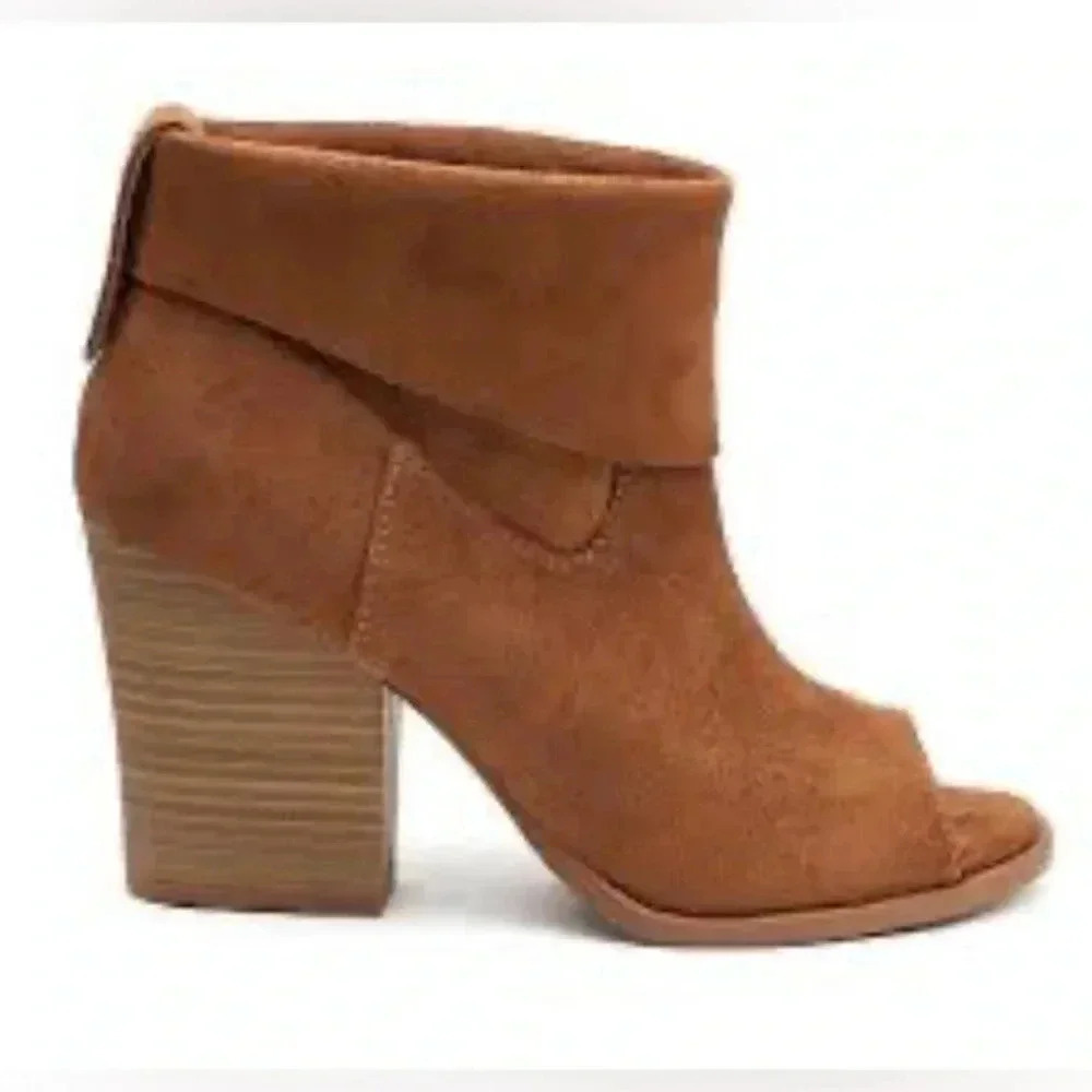 Women’s‎ SO Nochill Peep Toe Ankle Booties Brown Size 7.5 EUC